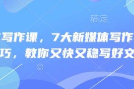 赚钱项目新媒体写作课，7大新媒体写作实操技巧，教你又快又稳写好文03-20冒泡网