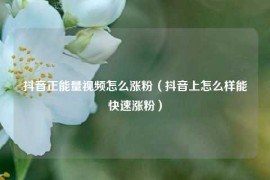 抖音正能量视频怎么涨粉（抖音上怎么样能快速涨粉）