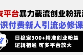 手机创业（14432期）交友平台暴力截流创业粉玩法，知识付费新人引流必修课，日稳定300+精准&#8230;03-06中创网