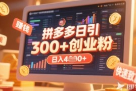 拼多多创业引流项目，每天吸引200+付费创业粉，实现日入多张+稳定收益