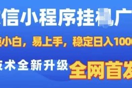 2024最新微信小程序全自动挂JI广告，纯小白易上手，稳定日入多张，技术全新升级，全网首发【揭秘】12-26冒泡网