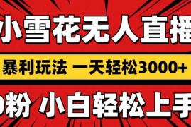 每天（13720期）抖音小雪花无人直播，一天赚3000+，0粉手机可搭建，不违规不限流，小白&#8230;12-18中创网