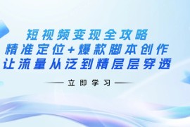 热门项目（14159期）短视频变现全攻略：精准定位+爆款脚本创作，让流量从泛到精层层穿透03-26中创网