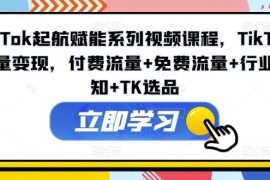 每天TikTok起航赋能系列视频课程，TikTok流量变现，付费流量+免费流量+行业认知+TK选品便宜08月01日冒泡网VIP项目