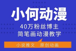 每天小何动漫简笔画动漫教学，40万粉丝博主课程，可做伙伴计划、分成计划、接广告等12-26冒泡网