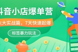 赚钱抖音小店项目，抖音小店-爆单营，6大 实战篇，7天 快速起爆，标签暴力玩法