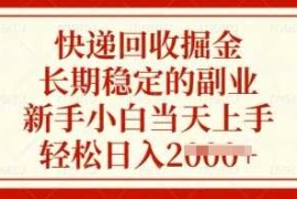 每日快递回收掘金，长期稳定的副业，新手小白当天上手，轻松日入多张【揭秘】03-21冒泡网