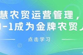 创业项目智慧农贸运营管理，从0-1成为金牌农贸人01-17冒泡网