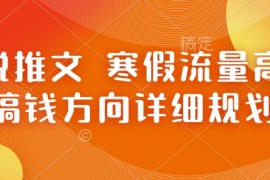 创业项目小说推文寒假流量高峰搞钱方向详细规划01-09冒泡网