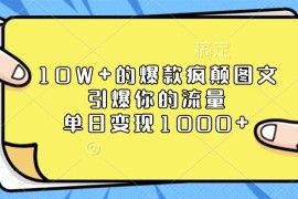 最新项目10W+的爆款疯颠图文，引爆你的流量，单日变现1000+12-30福缘网
