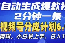 2024最新视频分成计划6.0，AI自动生成爆款视频，2分钟一条，小白易上手【揭秘】11-23冒泡网
