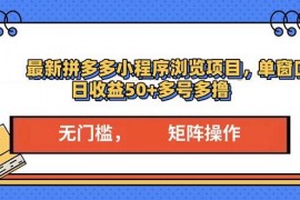 热门项目（13760期）最新拼多多小程序变现项目，单窗口日收益50+多号操作12-21中创网