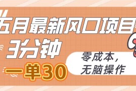 很火短视频运营项目:五月最新风口项目，3分钟一单30，零成本，无脑操作