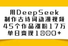 每日用DeepSeek制作古诗词动漫视频，45个作品涨粉17万，单日变现多张02-28冒泡网