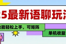25年最新语聊玩法，纯手工，单机收益100+，小白也能轻松上手，可矩阵操作