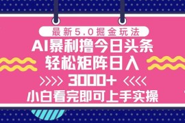每天（13398期）今日头条最新5.0掘金玩法，轻松矩阵日入3000+11-21中创网