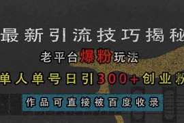 创业项目（13445期）最新引流技巧揭秘，老平台爆粉玩法，单人单号日引300+创业粉，作品可直&#8230;11-24中创网