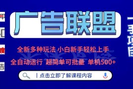 最新项目（13258期）广告联盟全新多种玩法单机500+全自动运行可批量运行11-07中创网