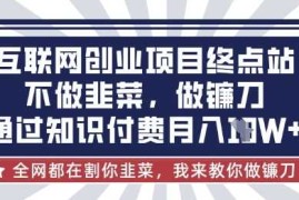 实战互联网创业尽头-不做韭菜，做镰刀，通过知识付费月入10个【揭秘】03-26冒泡网