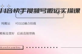 每天（14399期）抖音快手视频号，搬运教程实操，可以过融合挂载03-03中创网