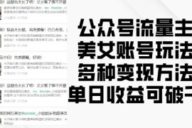 热门项目公众号流量主美女账号玩法，多种变现方法，单日收益可破千12-15冒泡网