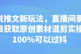 每日小说推文新玩法，直播间录屏无限获取原创素材混剪实操，100%可以过抖11-24冒泡网