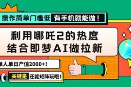 手机项目（14324期）用哪吒2热度结合即梦AI做拉新，单日产值2000+，操作简单门槛低，有手机…02-25中创网