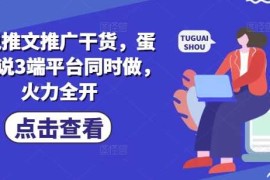 手机项目小说推文推广干货，蛋花小说3端平台同时做，火力全开03-21冒泡网