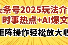 热门项目（14113期）头条号2025玩法介绍，时事热点+AI爆文，可矩阵操作轻松放大收益03-22中创网