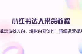 每日（14142期）小红书达人带货教程：精准定位找方向，爆款内容创作，精细运营提升03-25中创网