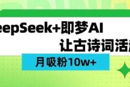 赚钱项目用DeepSeek做AI古诗词视频，涨粉10W+(保姆级教程)03-25冒泡网