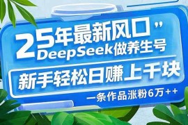 热门项目（14341期）25年最新风口，用DeepSeek做养生号，新手轻松日赚上千块，一条作品涨粉…02-27中创网