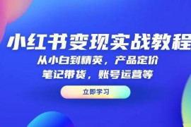 最新项目小红书变现实战教程：从小白到精英，产品定价，笔记带货，账号运营等01-06福缘网