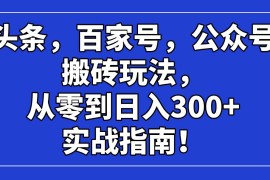 热门项目（14405期）头条，百家号，公众号搬砖玩法，从零到日入300+的实战指南！03-03中创网