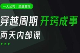 每天一人公司：流量变现课，一人公司的方法模型拆解，拆解富人思维，流量思维，小老板思维等03-21冒泡网