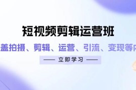 短视频剪辑运营班：涵盖拍摄、剪辑、运营、引流、变现等内容