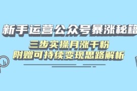 最新项目（14111期）新手运营公众号暴涨秘籍，三步实操月涨千粉，附赠可持续变现思路解析03-22中创网