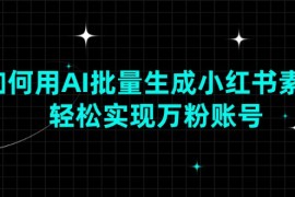 2024最新（13992期）如何用AI批量生成小红书素材，轻松实现万粉账号01-17中创网