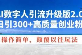 创业项目（14012期）AI数字人引流升级版2.0，日引300+高质量创业粉，操作简单，颠覆以往玩法01-20中创网