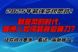 热门项目2025年最强变现思路，割韭菜的时代，普通人如何翻身做镰刀？【揭秘】02-13冒泡网