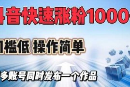 手机创业抖音快速涨1000+粉，门槛低操作简单，可多账号同时发布一个作品02-28冒泡网