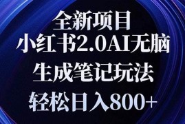 每日（13617期）全新小红书2.0无脑生成笔记玩法轻松日入800+小白新手简单上手操作12-09中创网