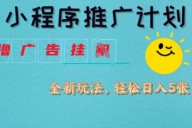 每日小程序推广计划，撸广告挂JI全新玩法，轻松日均四张【揭秘】03-05冒泡网