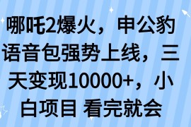 实战（14397期）哪吒2爆火，利用这波热度，申公豹语音包强势上线，三天变现10…03-03中创网