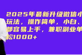实战（14367期）2025年最新升级微信小程序玩法，操作简单，小白、宝妈都容易上手，兼职副业单日轻松1000+02-28中创网