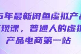25年最新闲鱼虚拟产品变现课，普通人的虚拟产品电商第一站