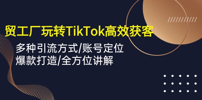 实操跨境电商项目,外贸工厂玩转TikTok高效获客,多种引流方式/账号定位/爆款打造/全方位讲解