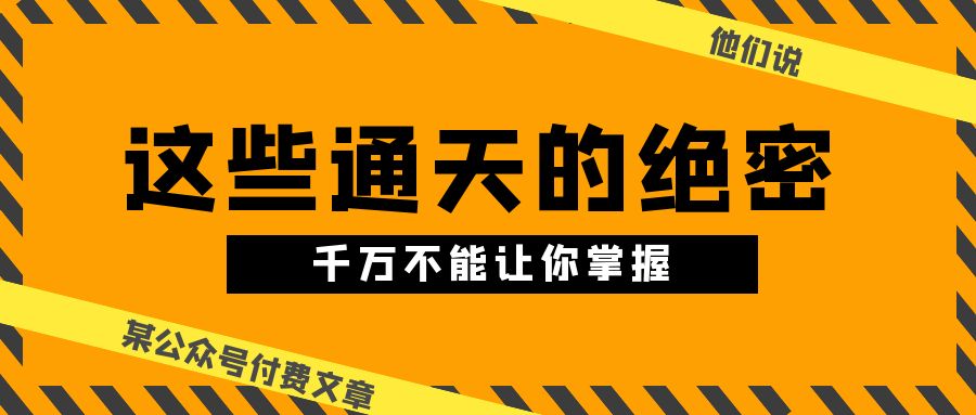 最新公众号项目,某公众号付费文章《他们说 “ 这些通天的绝密,千万不能让你掌握! ”》