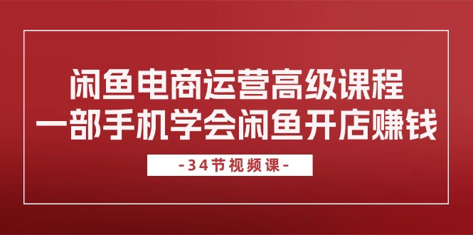 实战国内电商项目,闲鱼电商运营高级课程,一部手机学会闲鱼开店赚钱