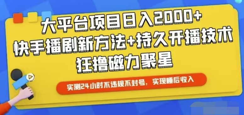 2024直播玩法项目,快手24小时无人直播,真正实现睡后收益